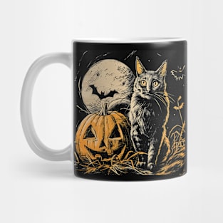 Vintage Halloween Black Cat Witch Retro Cute Thrift Store Super Cool Best Gift Mug